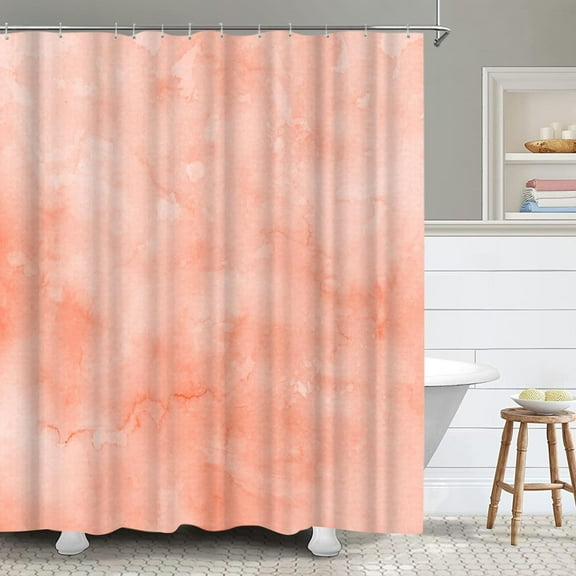 Coral Shower Curtain Peach Colored Marble Shower Curtains for Bathroom Abstract Bathroom Decor Hooks Included 72"X72"