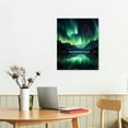 thumbnail image 2 of GOSMITH Northern Lights Wall Art Green Aurora Forests Canvas Prints Aurora Borealis Artworks Paintings Home Decor Frame（Northern Lights, 2 of 4