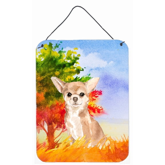 Carolines Treasures CK1948DS1216 Fall Chihuahua Wall or Door Hanging Prints 12WX16H multicolor