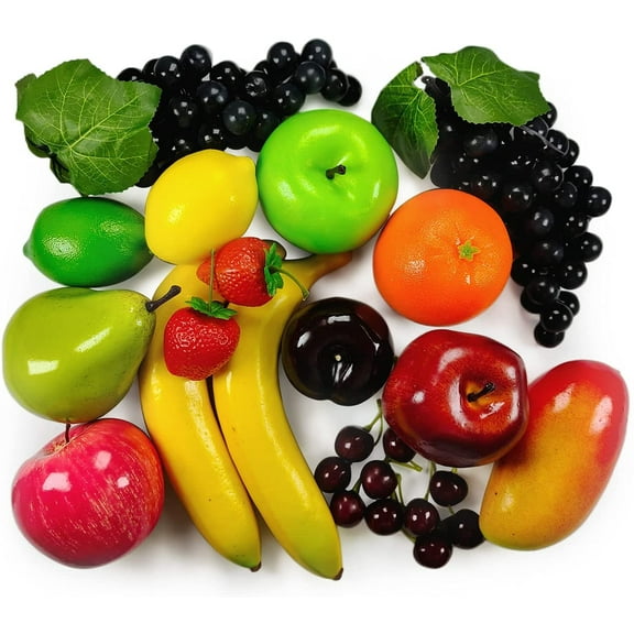 Artificial Fruits Pack, Fake Fruits for Home Decor, Simulation Fruit Set, Party Chirstmas Decortion, Fruit Modle for Photoshoot, Fake Strawberry, Mango, Bananas. Total 20 Pieces/Set
