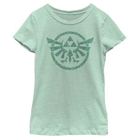 Girl's Nintendo The Legend of Zelda: Tears of the Kingdom Green Hyrule Crest Graphic Tee Mint Medium