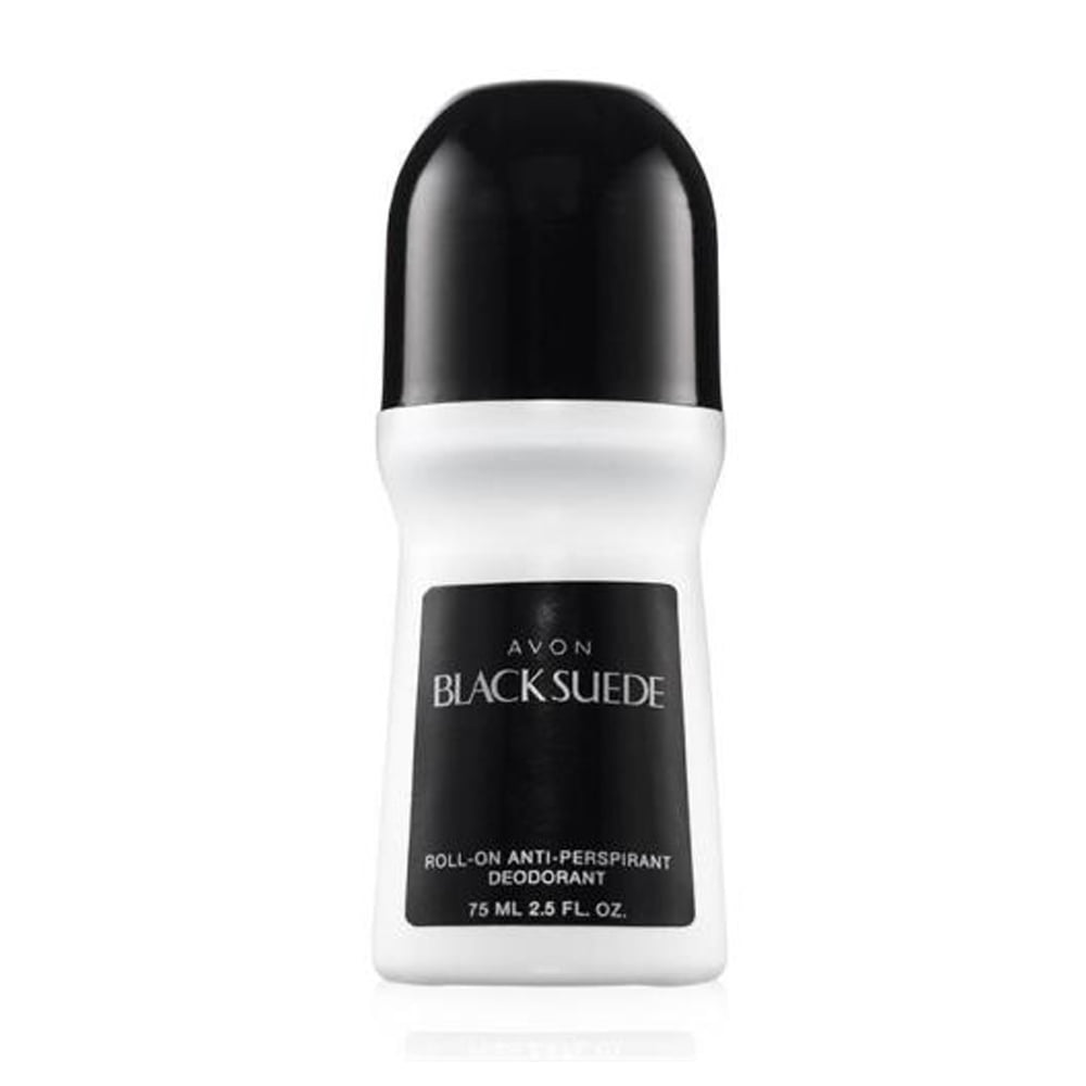 Avon Black Suede Men's Roll-on Deodorant. Non-Whitening, Non-Staining, Quick-Drying Formula. 2.6 Oz / 75 ml. Pack of 12