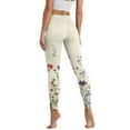 thumbnail image 2 of Renewold Floral Beige Yoga Leggings for Women with Pockets Elastic Trendy Exercise Yoga Pants High Waisted Full Length Graphic Pants for Running Sports Party, M, 2 of 8