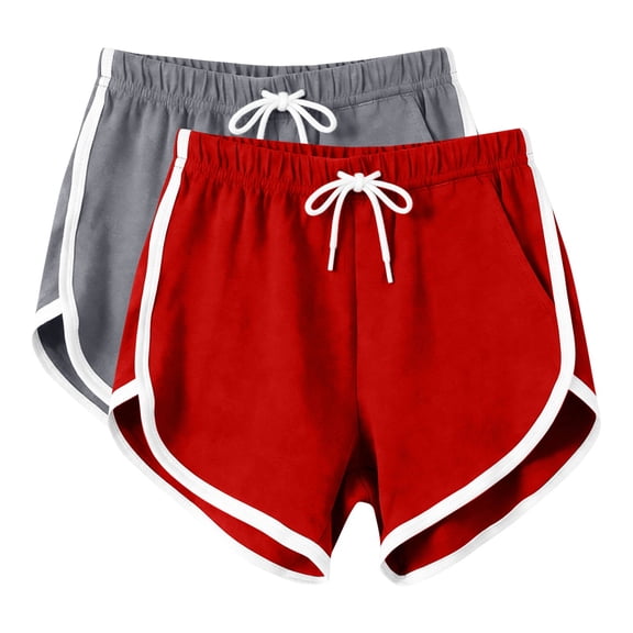 PFRNLF 2 Pack Womens Shorts with Pockets Summer Drawstring Workout Comfort Dolphin Shorts