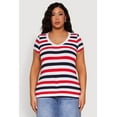 thumbnail image 2 of Womens Plus Size Striped V Neck Tee, 2 of 5
