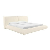 Maklaine Contemporary Cream 100 Percent Recycled Linen King Bed