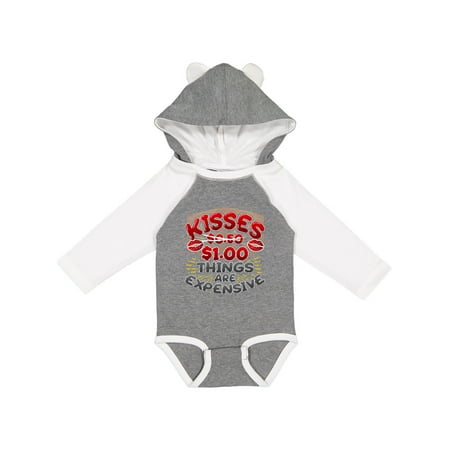 

Inktastic Funny Valentines Day Kisses Joke Gift Baby Boy or Baby Girl Long Sleeve Bodysuit