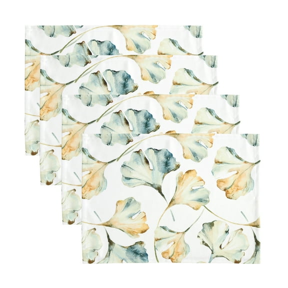 Fennco Styles Cottage Watercolor Ginko Leaves 14 x 20 Inch Placemats, Set of 4