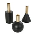 thumbnail image 6 of DecMode 3 Candle Black Wood Geometric Candle Holder with Varying Shapes and Gold Accents, Set of 3, 6 of 10