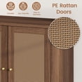 thumbnail image 4 of MELLCOM Buffet Cabinet, Kitchen Storage Cabinet, Sideboard Buffet Cabinet with Storage, with Rattan Decorated Doors and Solid Wood Feet, Natural, 4 of 7