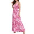 thumbnail image 3 of Lucakuins - Vestido largo de verano para mujer, sin mangas, sin espalda, cuello en V profundo, bohemio, floral Lucakuins  moda, 3 of 9