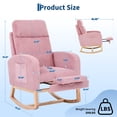 thumbnail image 7 of Teddy Fabric & PU Upholstered Nursery Rocking Chair with Adjustable Footrest, Two Side Pockets, High Backrest & Solid Wooden Legs, Comfortable Glider Armchair for Nursery, Living Room, Bedroom, 7 of 7