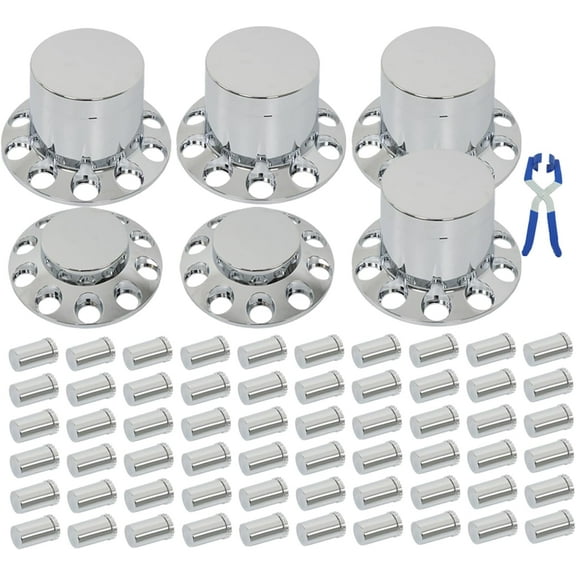 OTTULUR 2 Front   4 Rear 33mm Lug Nug Chrome Hub Cover Kit Wheel Axle Covers Replacement for Semi Truck