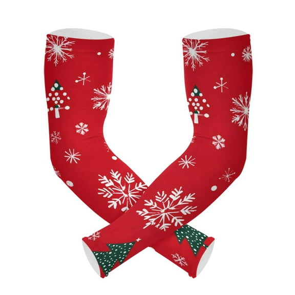 ALAZA Christmas Snowflake Trees UV Sun Protection Arm Sleeves UPF 50 Compression Cooling Sleeve 1 Pair