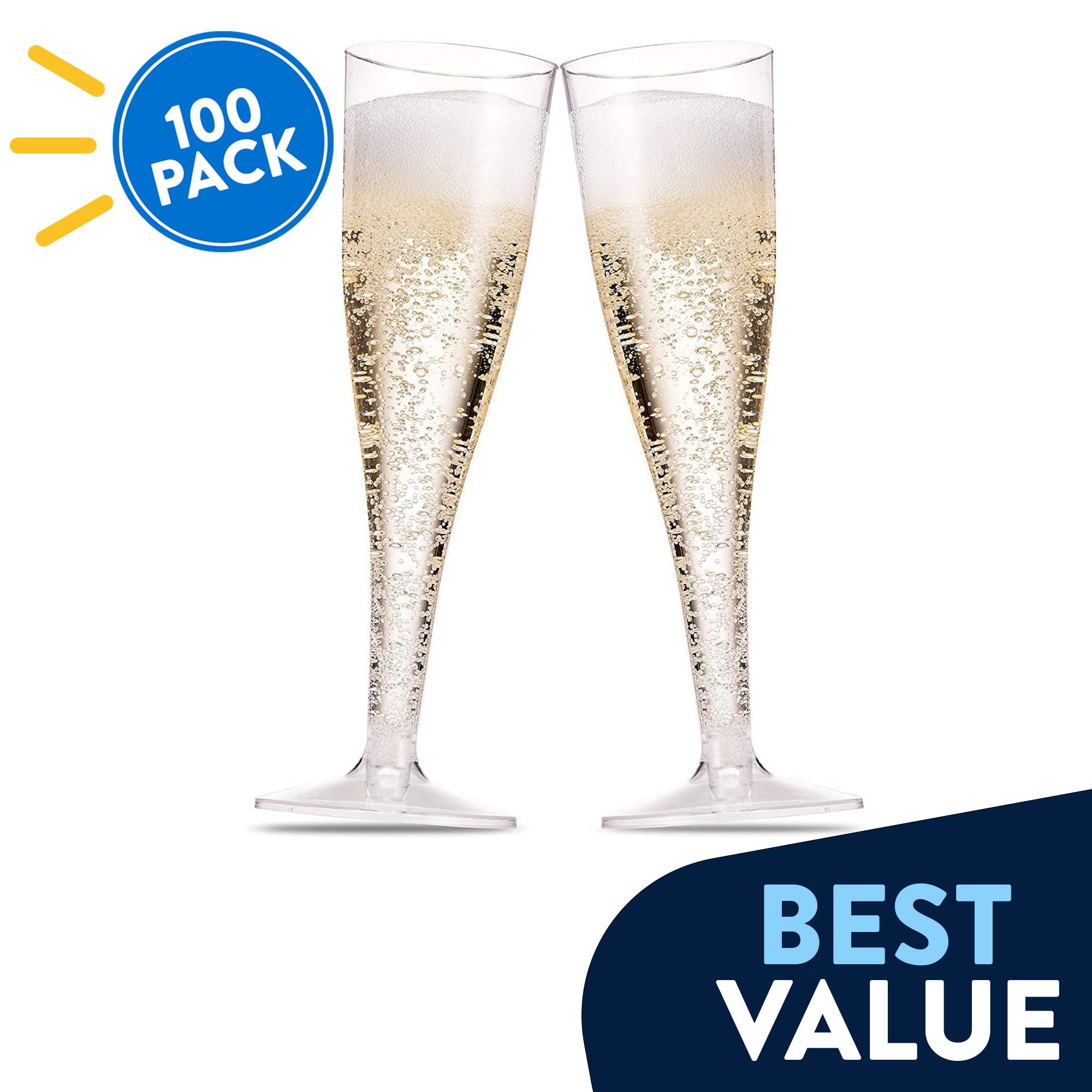 Plastic Champagne Flutes 5 Oz Disposable Clear Champagne Glasses