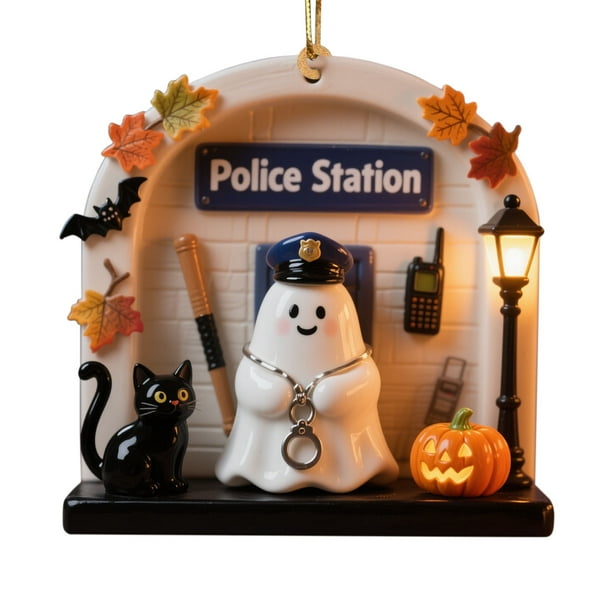 Uuiauoio Halloween Ghost Ornaments Spooky Cute Hanging Decor for Home Holiday Party Tree Decoration with Lantern and Black Cat Theme