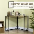 thumbnail image 4 of HOMCOM Corner Desk, Computer Writing Desk with Metal Frame, Natural, 4 of 10