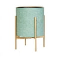 thumbnail image 2 of Boho Metal Planter Pot With 4-Leg Gold Metal Base - Blue-Green - 18"H x 13.75"W, 2 of 4