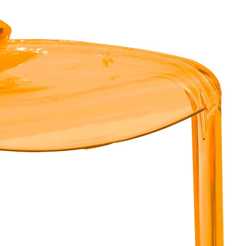 LeisureMod Murray Mid-Century Modern Dining Chair - Transparent Orange Acrylic, Ergonomic Design, Stackable