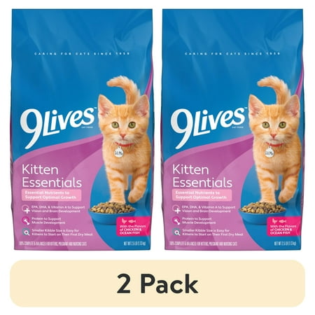 (2 pack) 9Lives Kitten Essentials Chicken & Ocean Fish Dry Cat Food, 2.5lb Bag