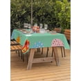 thumbnail image 2 of Outdoor Tablecloth with Umbrella Hole and Zipper, Spring Easter Rectangle Table Cloth 52x70 Inch Waterproof Tablecloth, Bunny Colorful Eggs Floral Green Picnic Table Cover for Patio Camping, 2 of 7