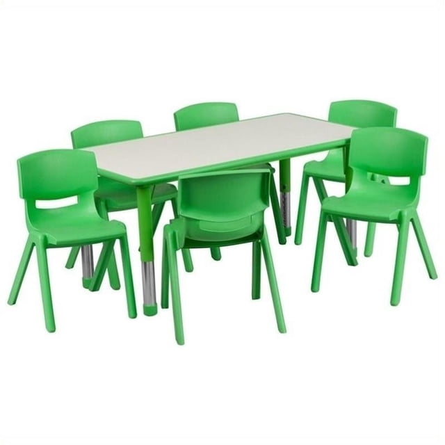 Kingfisher Lane 7-Piece Plastic/Steel Metal Activity Table Set in Green