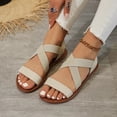 thumbnail image 7 of Sandals With Back Strap, Women's Flat Sandals, Women Flat Sandals, Strap Sandals, Women's Elastic Flat Sandals - Comfort Open Toe Elastic Ankle Strap Slip On Casual Walking Summer Shoes, Beige 5.5, 7 of 7