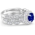 thumbnail image 2 of beryl_creation 2.00 Ct Round Cut Blue Sapphire Wedding Engagement Bridal Ring Set 14K White Gold Plated 925 Sterling Silver For Women's -9.5, 2 of 3