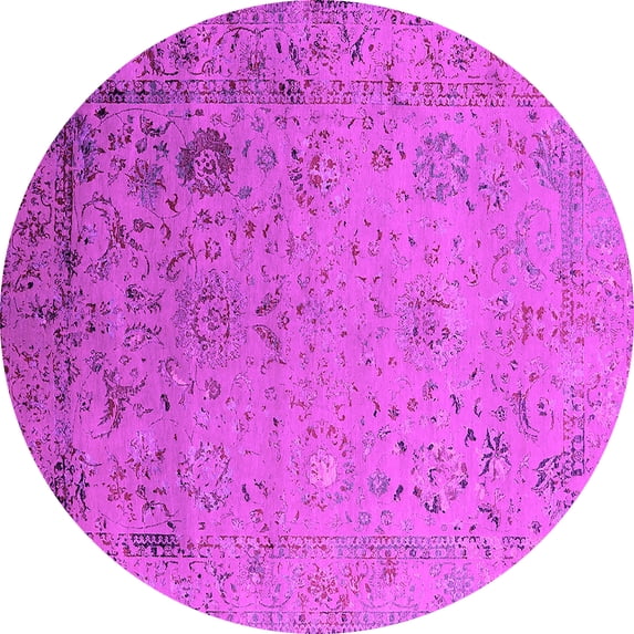 Ahgly Company Indoor Round Oriental Pink Industrial Area Rugs, 5' Round
