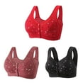 thumbnail image 2 of Itsame 3PC Bras for Women's Full Support Everyday Sports Bra Set Comfortable Breathable Wireless Comfort Bralette Set Red Size M, 2 of 9