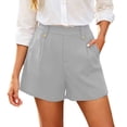thumbnail image 2 of Bloomae Womens Shorts Summer Dressy Casual Elastic High Waisted Button Decor Pleated Shorts with Pockets Loose Wide Leg Work Business Short Pants, 2 of 9