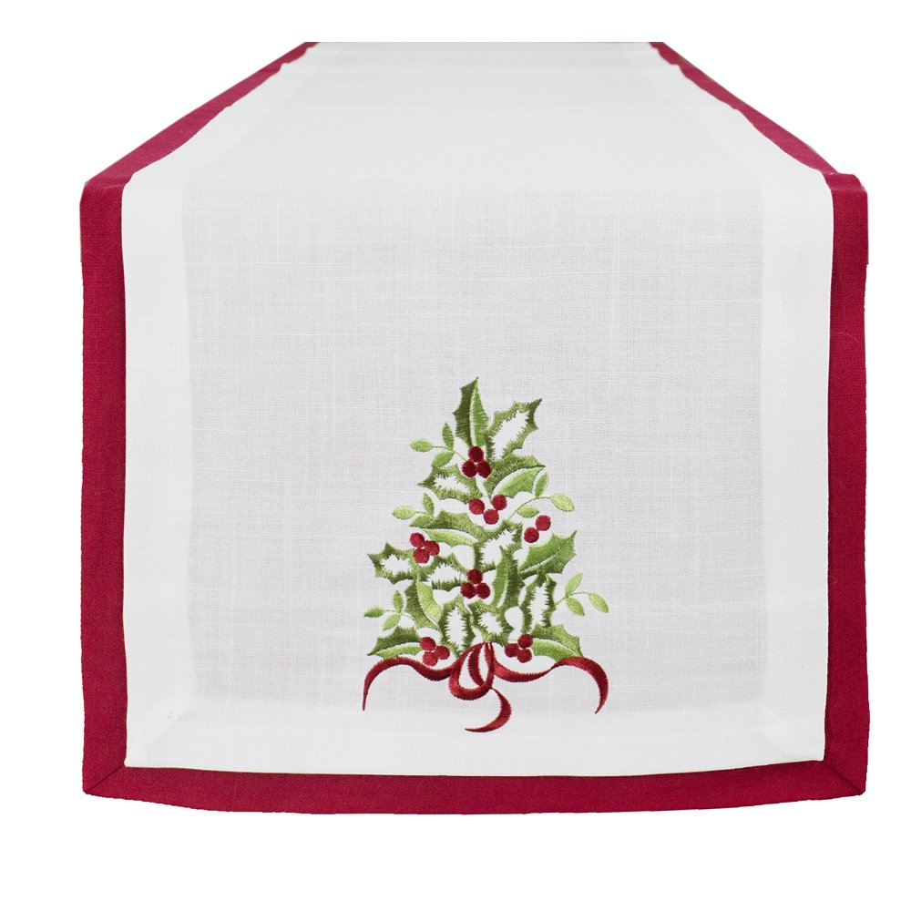 Embroidered holly christmas tree doublelayer holiday decorative table Embroidered holly christmas tree doublelayer holiday decorative table