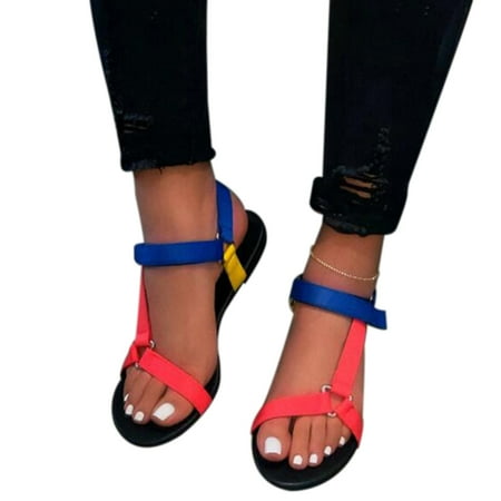 

Women Flat Sandals Open Toe Breathable Anti-slip Casual for Summer Beach Outdoor 43 Multicolour