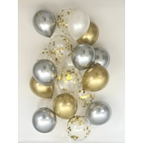 Sweet Moon 20 Piece Latex Balloons Bouquet - Baby Shower, Bridal Shower, Eid, and Ramadan Party Decoration (Metallic Gray)