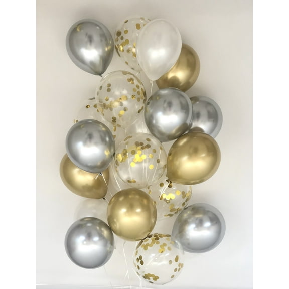 Sweet Moon 20 Piece Latex Balloons Bouquet - Baby Shower, Bridal Shower, Eid, and Ramadan Party Decoration (Metallic Gray)
