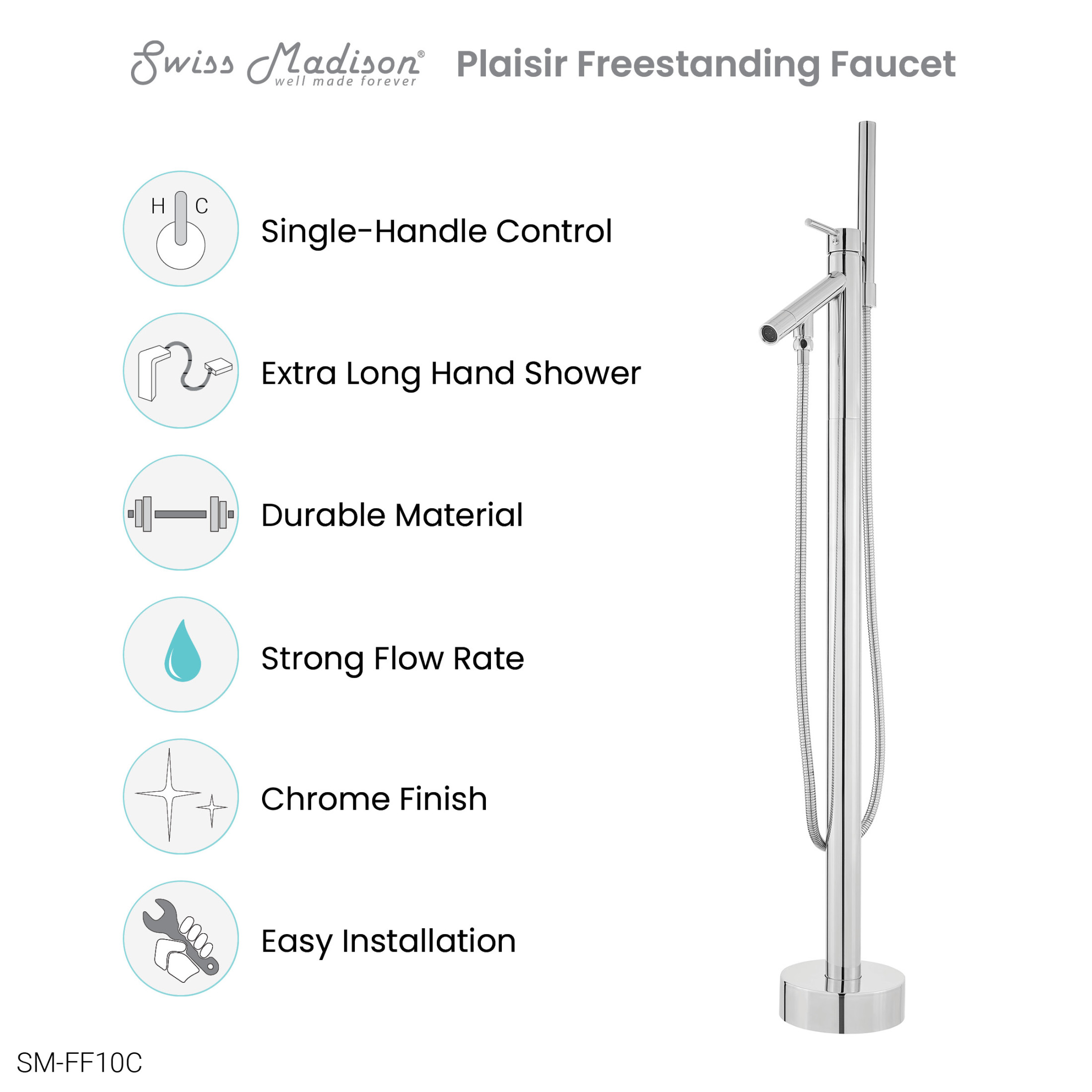 Nantes Freestanding Bathtub Faucet in Chrome