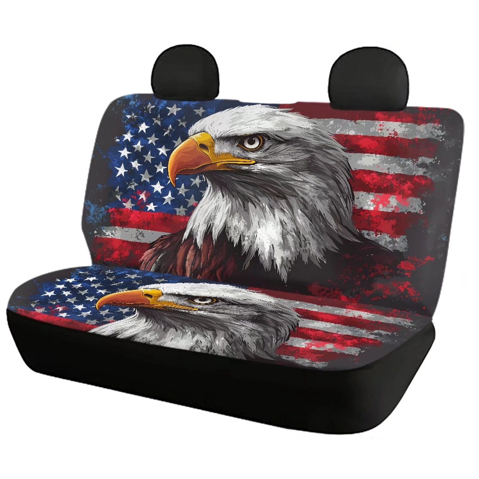 Pzuqiu American Flag Eagle Car Seat Covers Breathable Set Seat Cover Sets Full Front and Rear Seat Cover Set Auto Decor 4 Pack Universal Seat Covers for Cars for Cars Truck Universal Fit Set