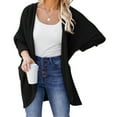 thumbnail image 2 of Manteau d'Automne pour Femmes Manteau Tricoté Mi-Long Mode Col Rond Veste Chaude Manteau Extérieur Couleur Unie, 2 of 4