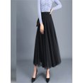 thumbnail image 2 of Gureui Women Elegant Tutu Swing Skirts Solid Color Multilayer Tulle Pleated Elastic High Waist Mesh Long Formal Wedding Party A-Line Midi Skirt, 2 of 5