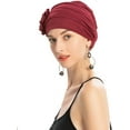 thumbnail image 5 of Dalrosia Women Turban Beanie Hat with Flower Chemo Headwear Elastic Head Wrap Cap, 5 of 7