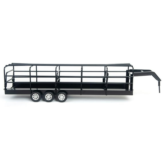 1/16 Little Buster Toys Black Gooseneck Long Trailer with Split Gates, 200849