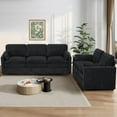 thumbnail image 2 of FamiTOP Chenille 69” Love Seat & 89” 3-Seat Sofa w/Thick Seat & Backrest Cushions, Modern Couch Set with Soft Pillows, Upholstered 3 Seat & 2 Seat Sofa w/Sturdy Frame for Office, Living Room, Black, 2 of 7