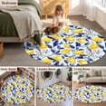 thumbnail image 5 of Round Rugs 5Ft, Summer Lemon Round Area Rug Washable Indoor Throw Carpet, Watercolor Yellow Blue Garden Floral Soft Non Slip Circle Rug for Cabinet Bathroom Home Decor Aesthetic, 5 of 8