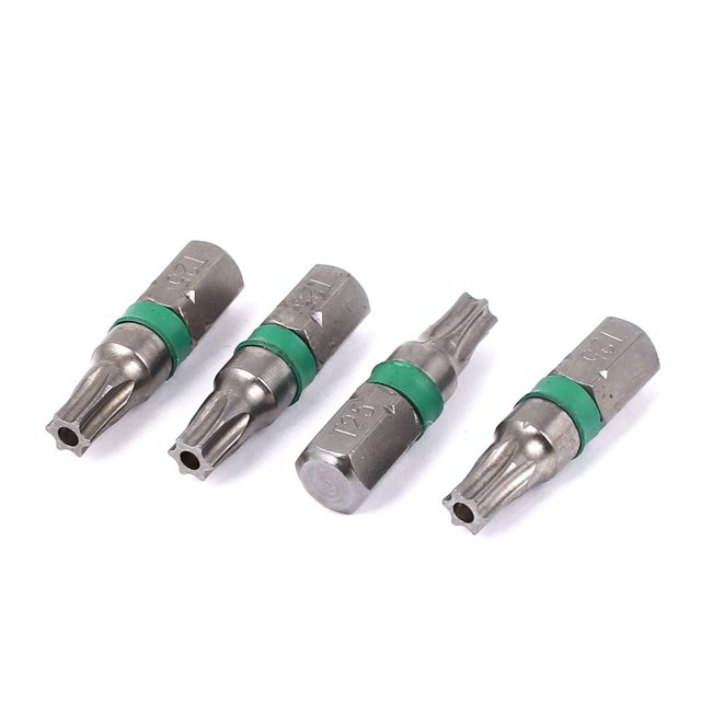 Unique Bargains 1/4' Hex Shank T25 Torx Security Screwdriver Bit Gray 25mm Long 4pcs