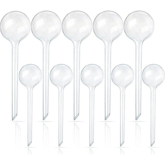 10 Pcs(5L 5S) Self-Watering Globes for Plants, Automatic Plant Watering Bulbs for Indoor & Outdoor Potted Plants, Clear Plastic Watering Spikes for Vacation Plant Care, Slow-Release Watering System