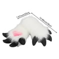 thumbnail image 4 of Byfri White Furry Dragon Paw Full Finger Mittens, Plush Anime Gloves for Themed Events, White 38x20cm, 4 of 7