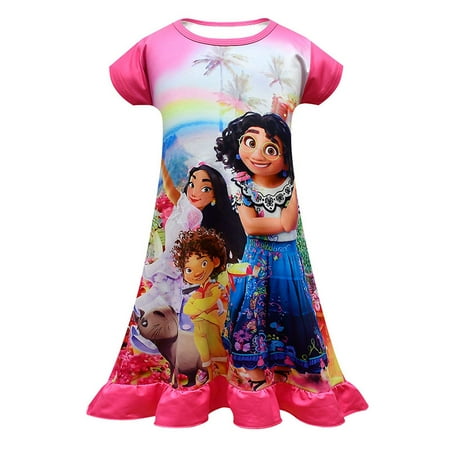 

Girls Encanto Ruffle Dress Casual Short Sleeve Cartoon Nightdress for Summer
