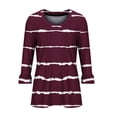thumbnail image 3 of ameIAEA Chemises à Manches 3/4 pour Femmes Col en V Chemises Plissées Imprimé Color Block Blouses de Mode, 3 of 4