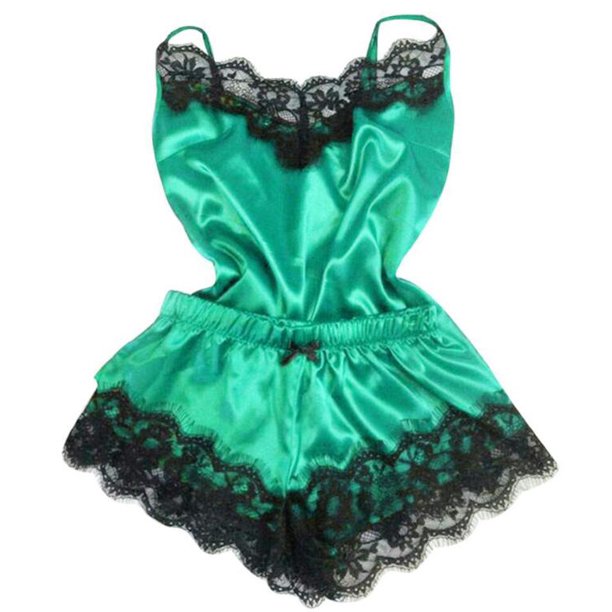 ¡Novedad de 2023! Ropa de dormir con lazo para mujer, ropa de dormir con tirantes sin mangas, camisola de satén con ribete de encaje, conjuntos de pijama, lencería sexy para mujer, pijama para mujer xuanjing unisex