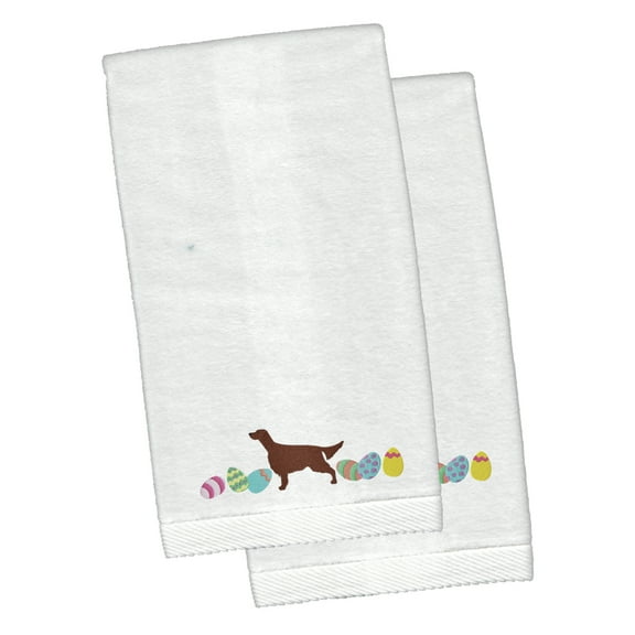 Irish Setter Easter White Embroidered Plush Hand Towel Set of 2
